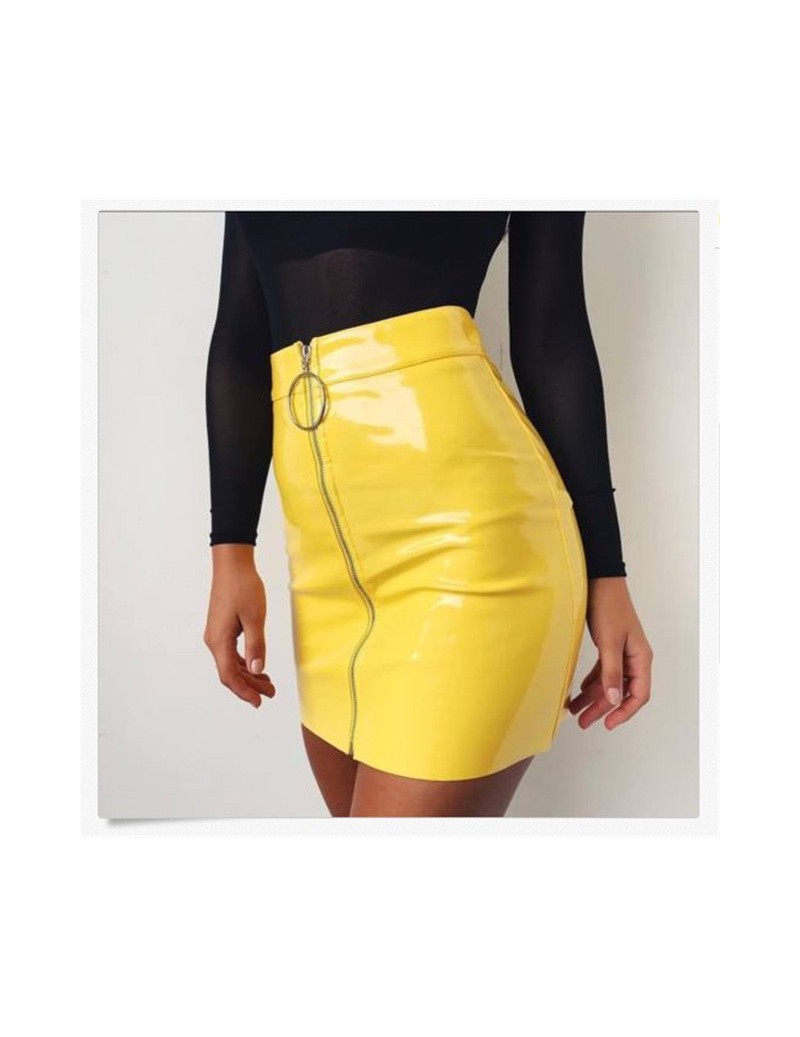 Skirts 2018 New Fashion Skirt Women Zipper PU Leather Pencil High Waist Mini Skirt Sexy Bodycon Office Lady Skirt 5 Color - B...