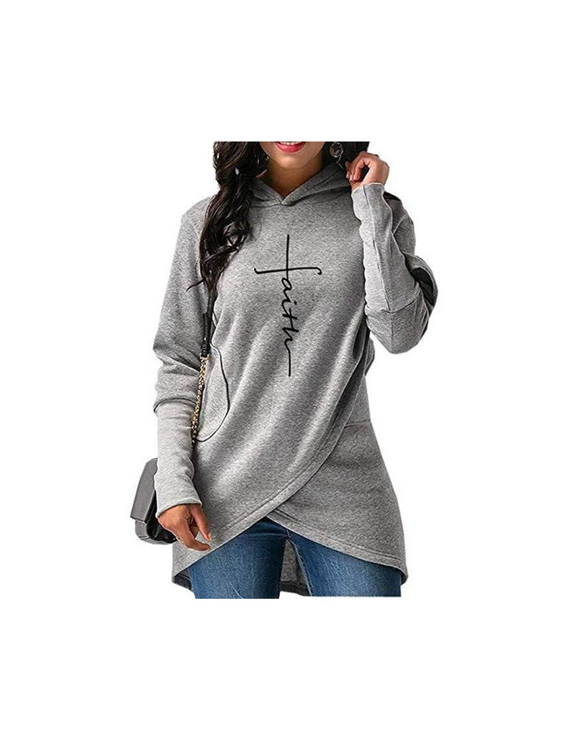 Hoodies & Sweatshirts High Women Lady Hoodie Top Sweatshirt Long Sleeve Warm Embroidery For Autumn Winter DSM - Gray - 4K4149...