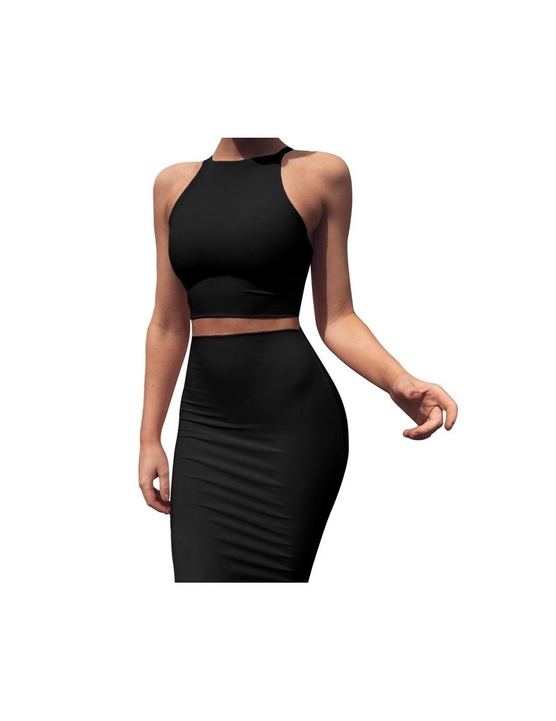 Two Pieces Set 2019 New Skirts Set Summer solid bandage Crop Tops and Midi Skirts High waist Pencil Skirt Women Sets Female ...