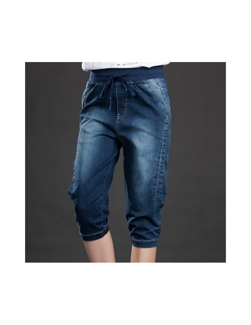 Jeans Plus Size 5XL Summer Stretch Jeans Woman Lace Up Loose Denim Harem Pants 200 Pounds Large Size Capris Vintage Ladies Je...