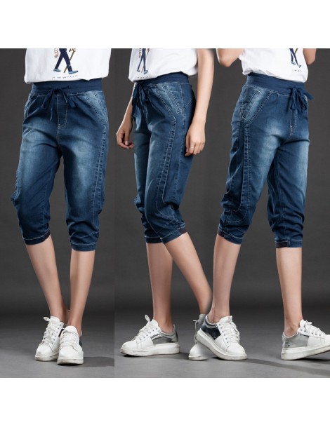 Jeans Plus Size 5XL Summer Stretch Jeans Woman Lace Up Loose Denim Harem Pants 200 Pounds Large Size Capris Vintage Ladies Je...