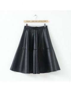 Skirts Female Preppy Style PU Skirt Spring Summer Autumn 2015 New Latest Women's Fashion Black and White PU Leather Knee Leng...