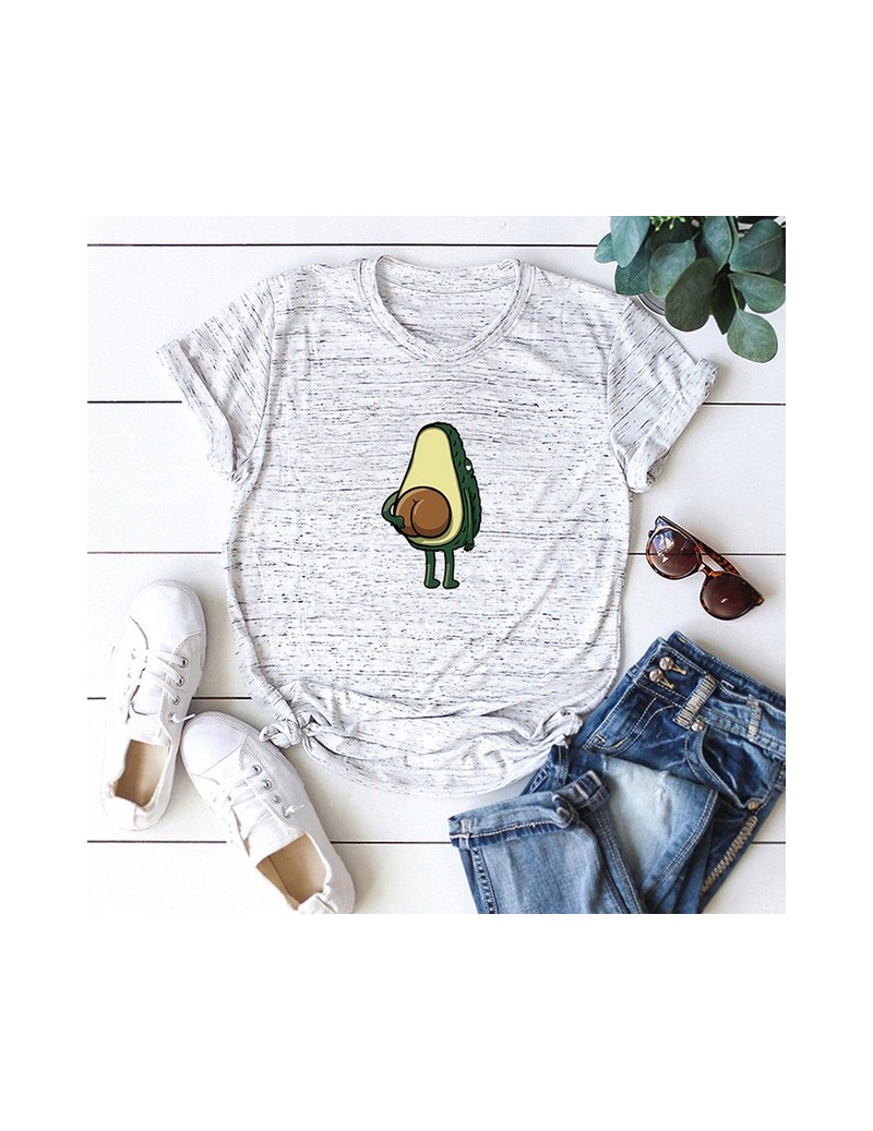 T-Shirts Women Plus Size T-shirt Cartoon Avocado Pattern Print Round Neck Summer T Shirt Short Sleeve Casual Cute Oversized T...