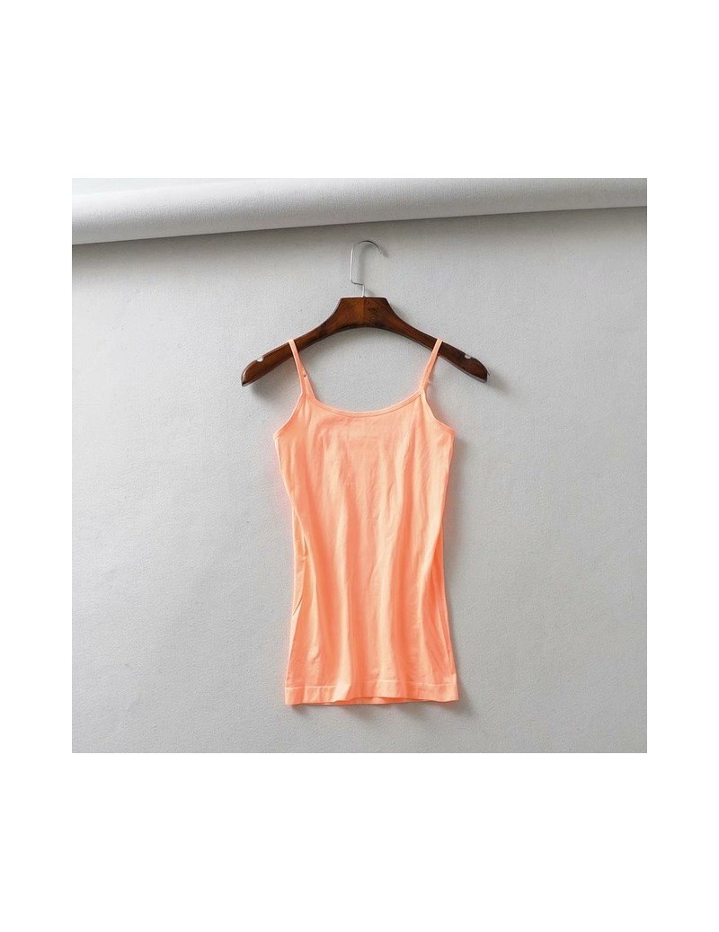 Camis 2019 Summer Women Candy Colors Sexy Elasticity Camisole Sleeveless Backless 100% Cotton Tops Blusas Mujer - Orange - 46...