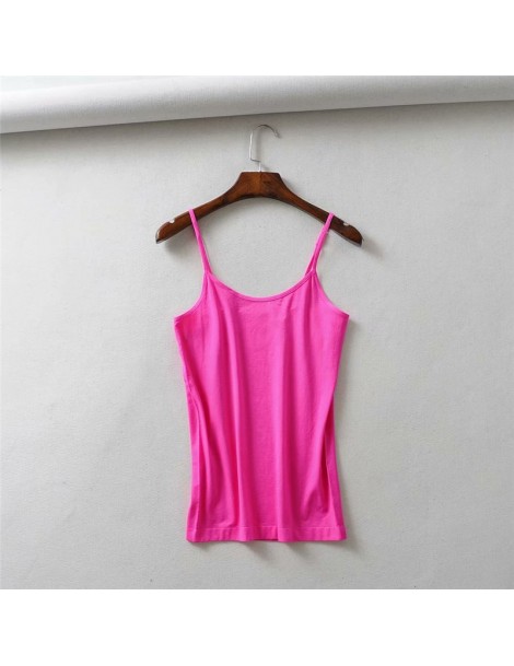 Camis 2019 Summer Women Candy Colors Sexy Elasticity Camisole Sleeveless Backless 100% Cotton Tops Blusas Mujer - Orange - 46...