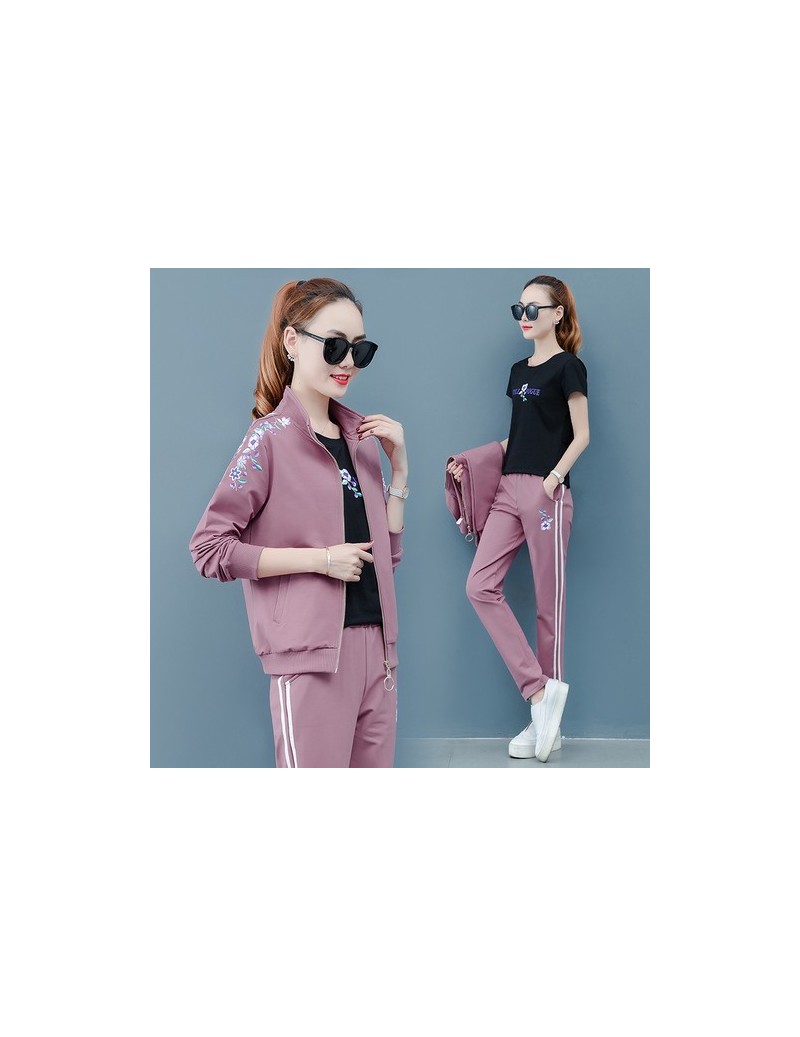 Women's Sets Spring Fall / Female Sporting Suits Ladies Slim 3Pieces Sets Cotton Women Hooded zipper Tops and Long Pants Fema...