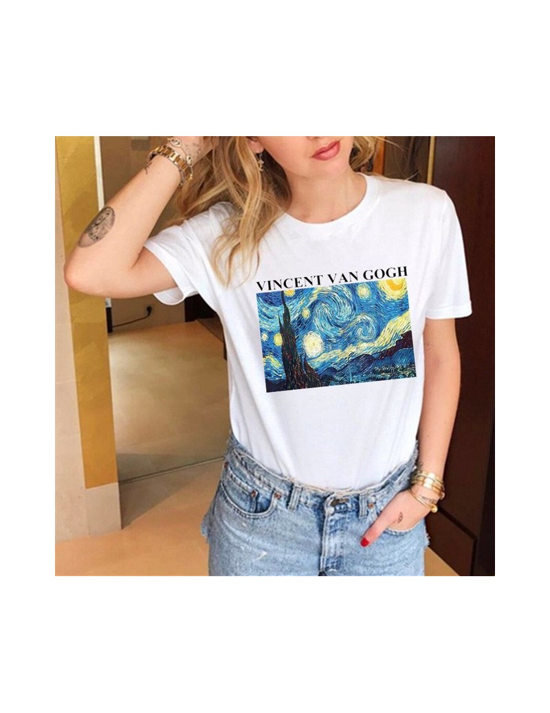 T-Shirts New Women T Shirt Van Gogh Art Oil Painting Lattice Print Cute Plus Size Female T-shirt Casual Harajuku T-shirts Cam...