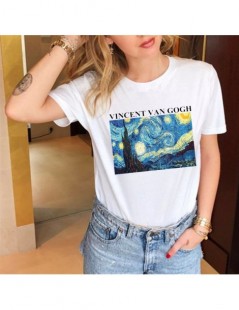 T-Shirts New Women T Shirt Van Gogh Art Oil Painting Lattice Print Cute Plus Size Female T-shirt Casual Harajuku T-shirts Cam...