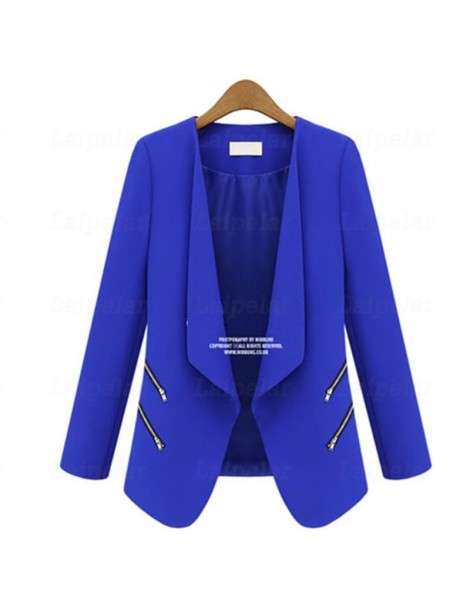 Blazers Ladies Blazer Zipper Pocket Jacket Long Sleeve Blaser Women Single Button Slim Suit Jacket Female Blazer Autumn Top -...