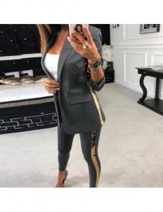 Women's Sets Sequined Spliced Pants Suit Casual Outfits 2 Piece Sets Female OL Style Slim Buttonless Blazer and Trouser Suit ...