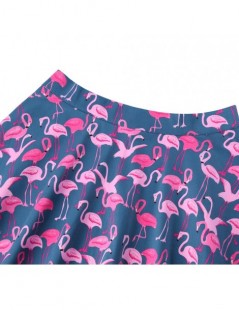 Skirts Cotton Women Retro Pleated Skirts 50s Kawai Vintage Rockabilly Swing Flamingo Printed High Waist Casual Tutu Summer Sk...