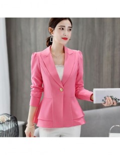 Blazers Elegant Ruffles Hem Basic Jackets Woman Suit Blazer Feminino 2019 Spring Summer Solid One Button Office Bussines Coat...