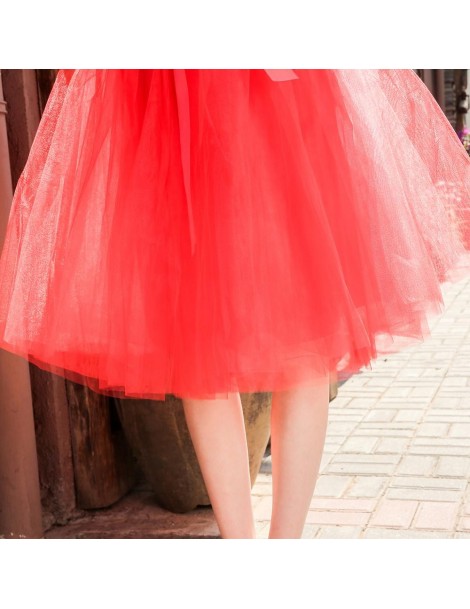 Skirts 5 Layers 65cm Midi Tulle Skirt Princess Pleated Dance Tutu Skirts Womens Lolita Petticoat Jupe Saia faldas Denim Party...