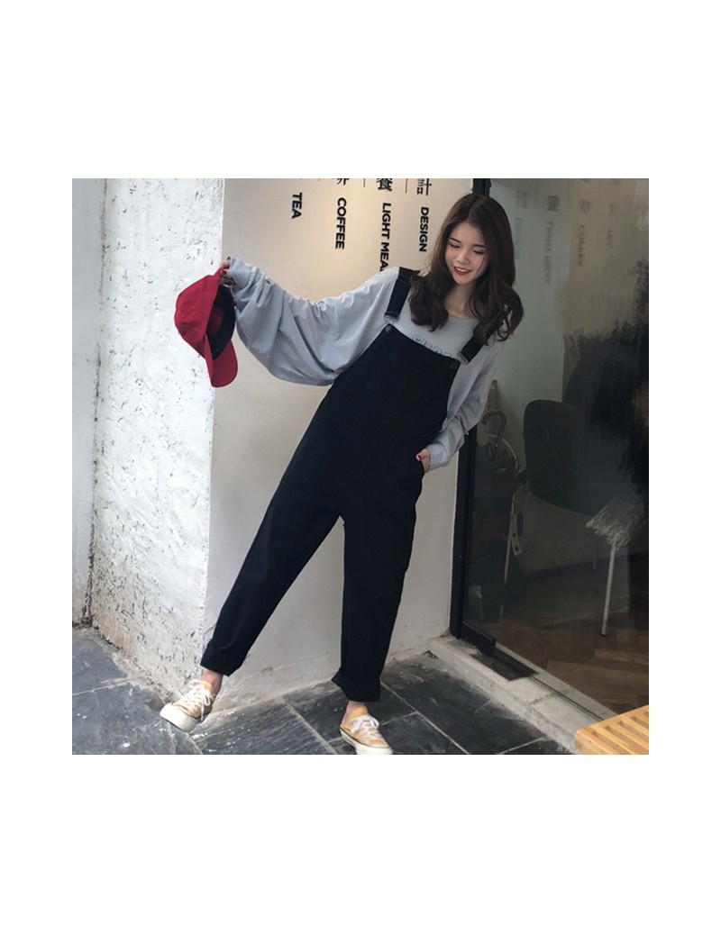 Jumpsuits Women Retro Simple All-match Pockets Korean Style Female Ankle-Length Trendy Womens Students Jumpsuit Leisure Loos...