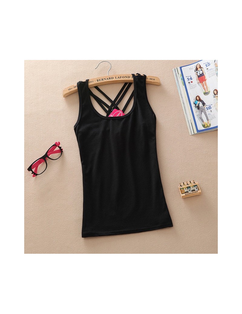 New Arrival Women Fashion Summer casual Solid Cotton Sleeveless Vest Tank Tops t shirt Candy Color Basic Crop Bustier Top Wo...