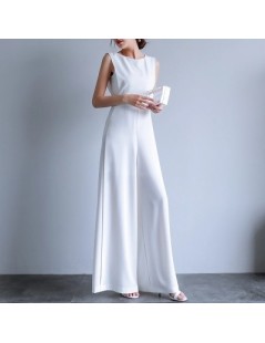 Jumpsuits 2019 Summer Female Plus Size Elegant Loose Jumpsuit Trousers Women Casual Long Pants Overalls in White Black - Whit...