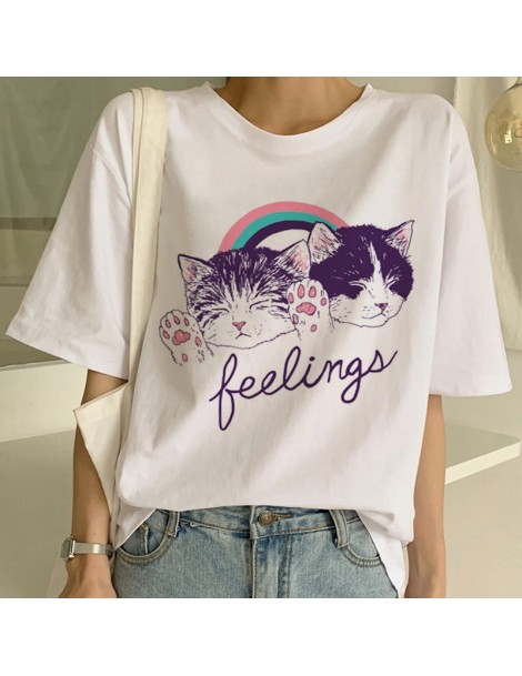 T-Shirts New Cute Cat T Shirt Women Casual Funny Cartoon Print Tshirt Harajuku Kawaii Fashion T-shirt Summer Short Sleeve Top...