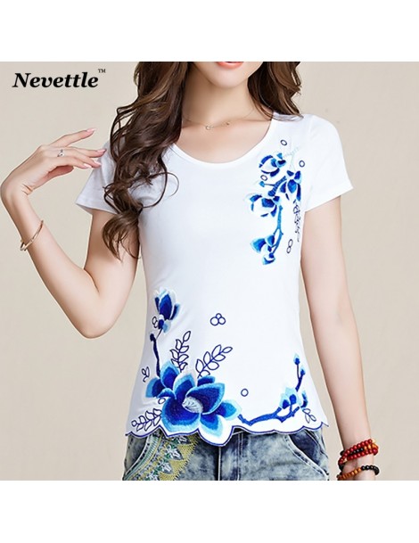 T-Shirts Summer Flower Embroidery White Short Sleeve Women T Shirt Femme 100% Cotton Plus size O neck Tops Feminina Basic Clo...