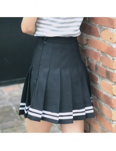 Skirts Women Cosplay Pleated Skirt Girl School Uniform Skirt Solid High Waist Skirt Mini Skirts - Dark gray - 403955722154-14...