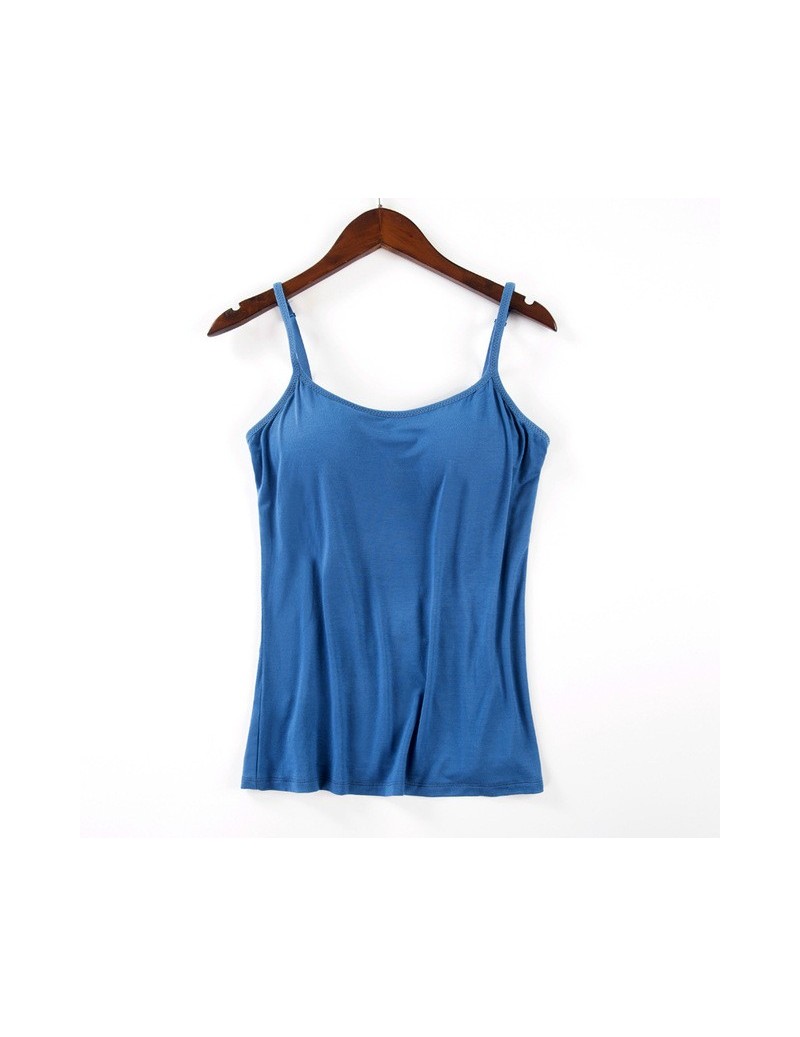 Summer Sexy Camis Women Crop Top Sleeveless Shirt Sexy Slim Lady Bralette Tops Strap Skinny Vest Camisole - Aqua Blue - 4G30...