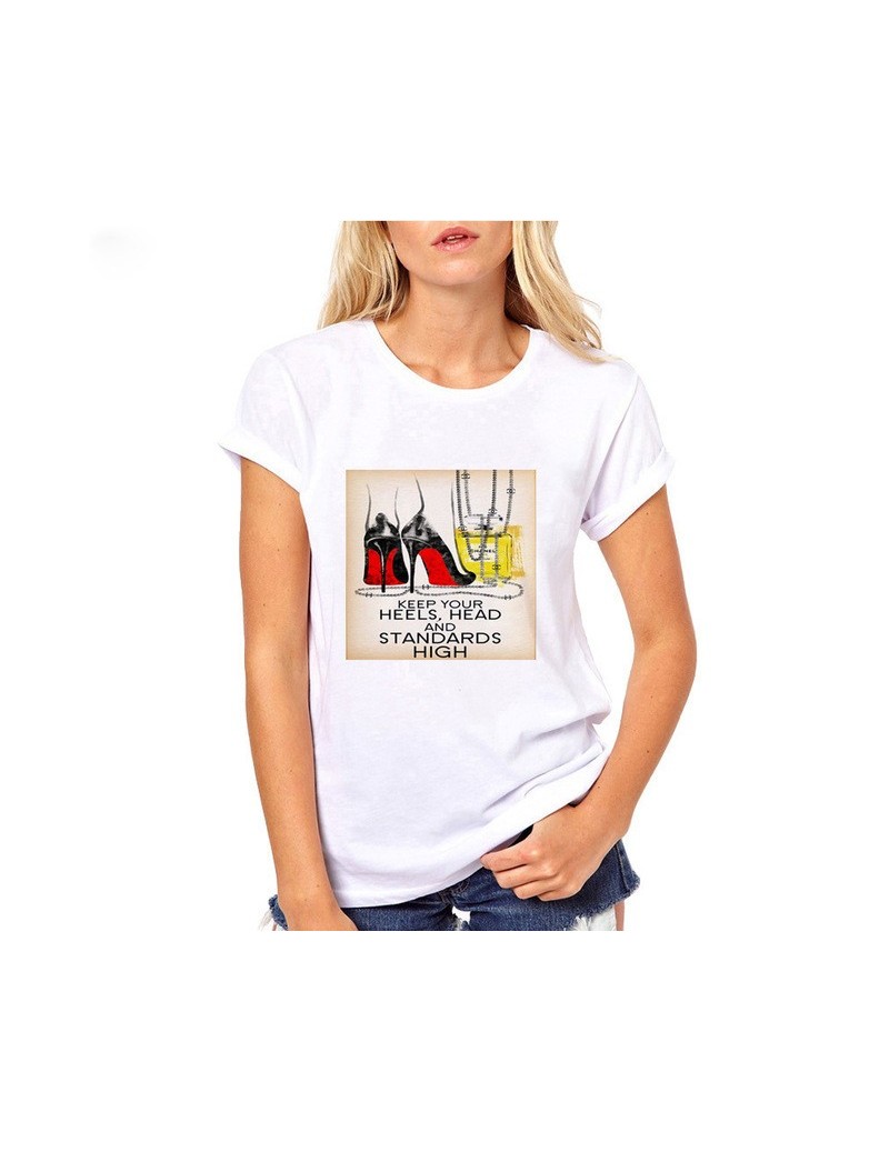 Fashion High Heels Print Funny Summer T shirt Women Vogue Princess Short Sleeve T-Shirt Cheap Female Tops - 644 - 4S30995556...