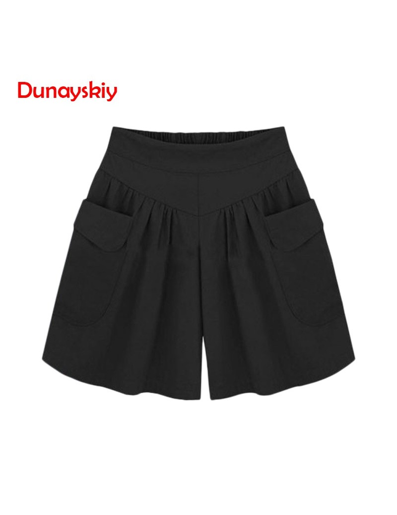 Woman Jeans 2019 New Spring Women Plus Size Solid Loose Hot Pants Pockets Lady Summer Casual Shorts Wide Leg Pants Elastic W...