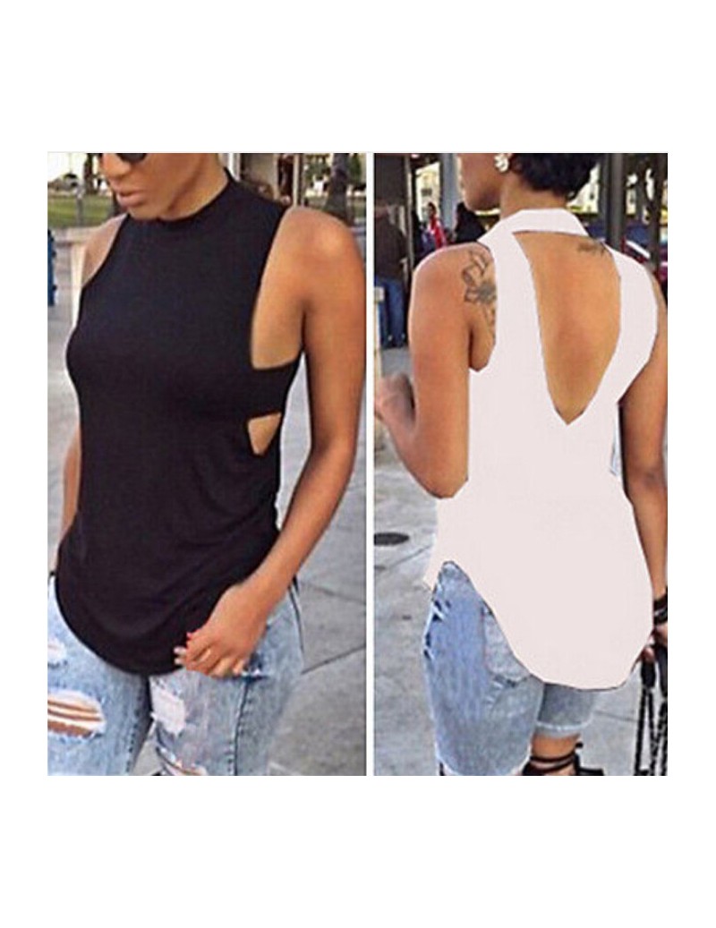New Summer Sleeveless Tank Sexy Womens Ladies Backless Bandage V Back Loose Casual Loose Shirt Tank Tops Vest Female Black W...