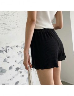 Shorts Women's Beach Wide Leg Shorts Elastic High Waist Drawstring Solid Color Summer Casual Pleated Shorts* - Black - 501111...