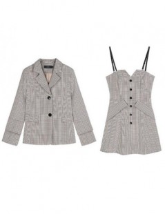 Vintage England Style Dress Suits Women Plaid Jacket Coat Retro Slim Mini Dress Casual Office Lady OL Work Wear Female Vesti...