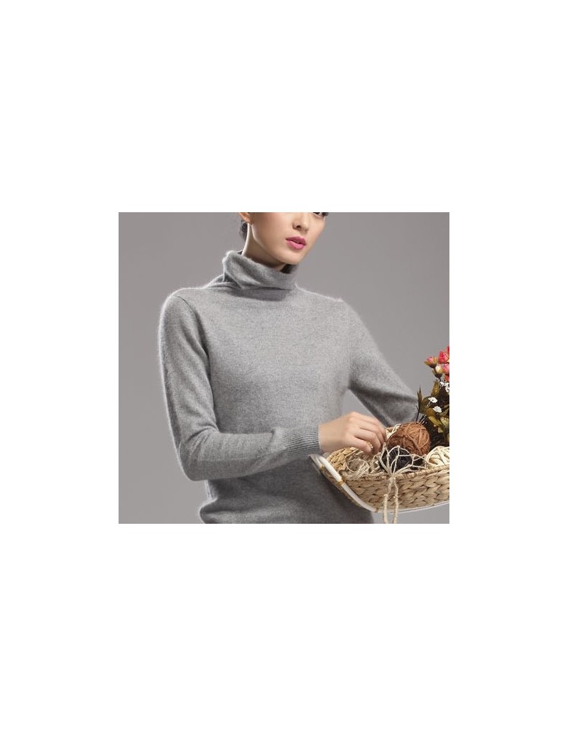 Pullovers 2018 new 100% pure mink cashmere sweater female high collar pullover women thick warm soft sweater hedging - gray -...