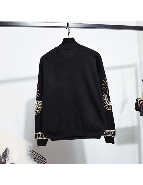 Women's Sets 2019 Autumn winter Sweater Women set New National wind Beading Long sleeve Knitted Sweater + Casual Pants two pi...