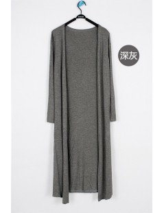 Women Summer Thin Kimono Cardigan Long Sleeve Loose Hem Long Cardigan Women Outerwear free Size Black/Gray - dark gray - 403...