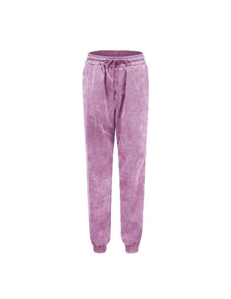Pants & Capris spring casual straight pants women warm purple navy gray corduroy pants mid waist long elastic trouser pantalo...