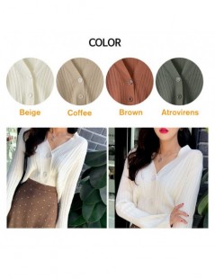 Cardigans Short Cardigan Women V-Neck Knitted Sweater Coat Long Sleeve Tops Single Breasted with Three Buttons Casual Cardiga...