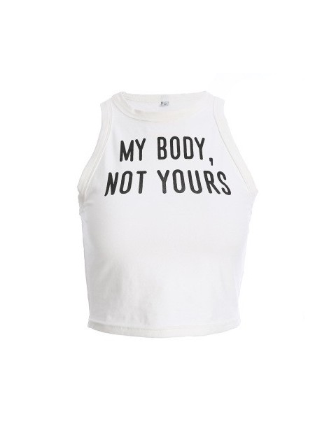 Tank Tops 2018 Summer Tank Tops Women Letter Print White Sleeveless Slim Sporting Fitness Vest Casual Crop Top camis Short To...