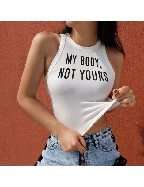 Tank Tops 2018 Summer Tank Tops Women Letter Print White Sleeveless Slim Sporting Fitness Vest Casual Crop Top camis Short To...