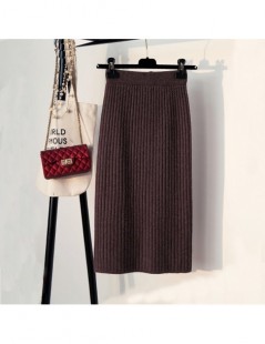 Skirts Hanyiren Pencil Skirt High Waist 2019 Autumn Winter Women Elegant Knitted Bodycon Skirt Black Solid Ladies Office Wear...