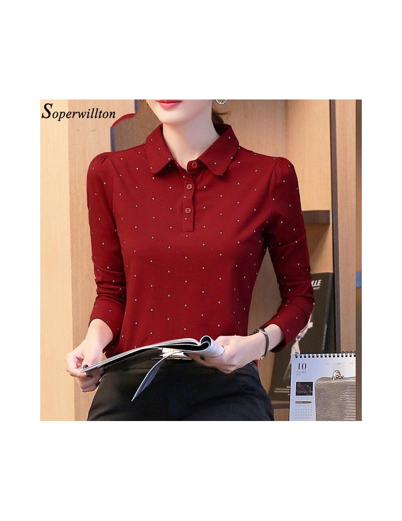 Polo Shirts 100% Cotton Polo Shirt Women Long Sleeve Shirt Office Work Wear Lady 2019 Spring Autumn Polka Dot Top Female Slim...
