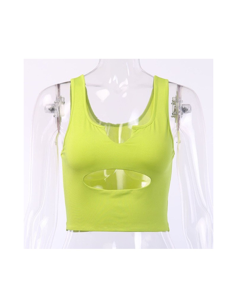 2019 Sexy Bust Hollow Out U Neck Crop Top Tank Mujer Slim Elasticity Streetwear GYMs Camis Women Neon Green Sudadera Tube Ve...