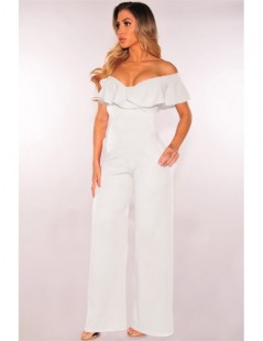 Jumpsuits 2018 New Sexy Jumpsuits Off the Shoulder Ruffle Wide Leg Overalls Elegant Women Rompers White Black Red Party Long ...