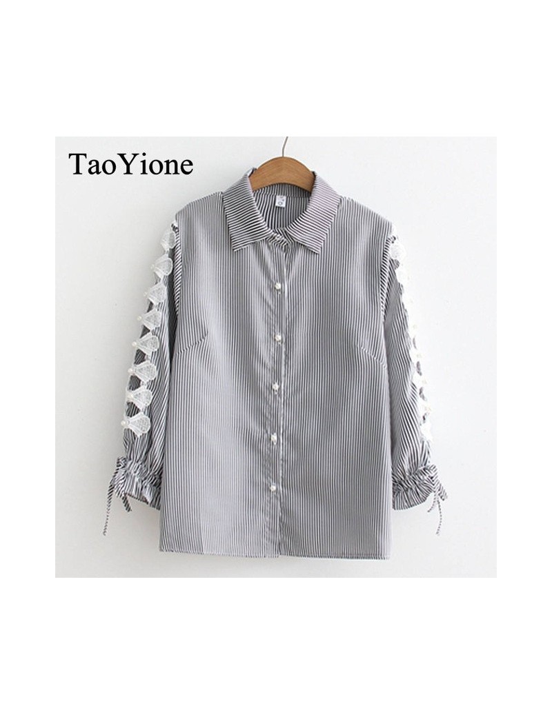 Blouses & Shirts 2019 New Summer Women Shirts Ladies Hollow Out Striped Chiffon Blouses Plus Size Loose Casual Tops Office Sh...