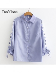 Blouses & Shirts 2019 New Summer Women Shirts Ladies Hollow Out Striped Chiffon Blouses Plus Size Loose Casual Tops Office Sh...
