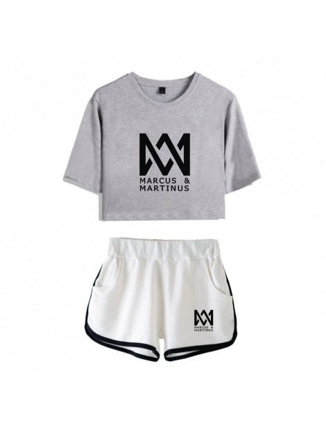 Women's Sets 2019 singer Marcus & Martinus print Leisure Suit Soft Round Collar T-shirt O-neck and Short Pants Kpop Style Cas...