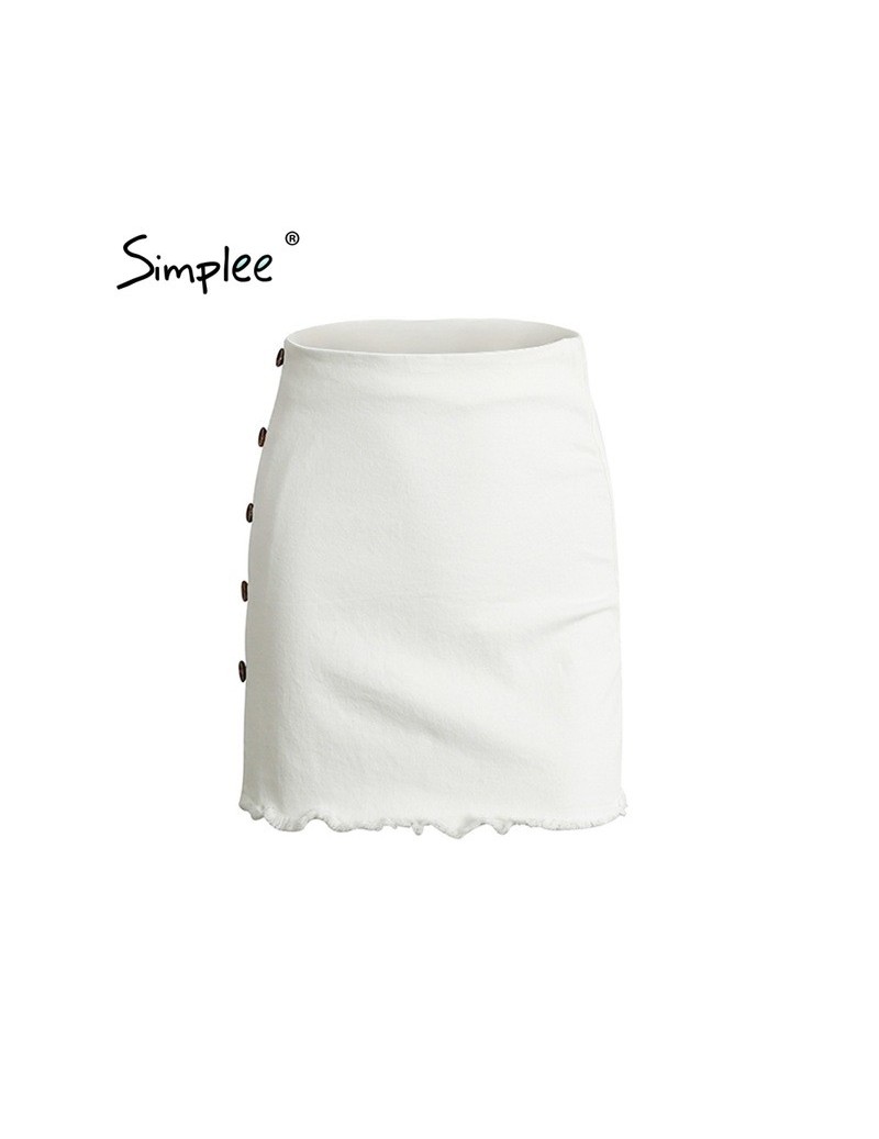 High waist white pencil skirt Zipper 2017 new button short skirt Causal summer streetwear women skirt short bottoms - White ...
