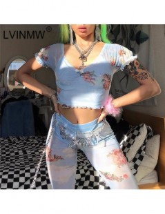 Women's Sets Sexy Mesh See Through Cupid Print Ruffles Crop Tops And Casual Wide Leg Flare Pants 2019 Summer 2 Piece Sets Wom...