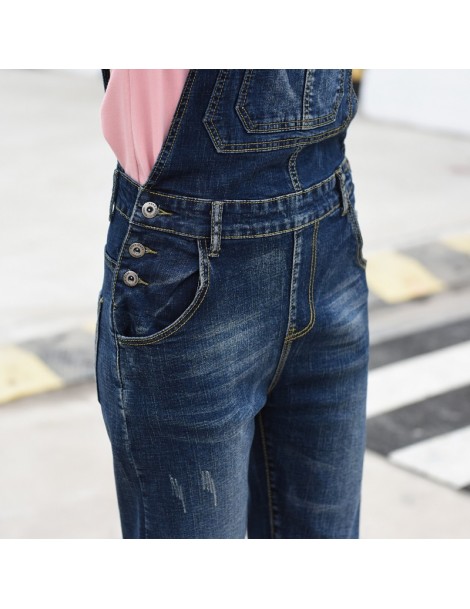 Jumpsuits Women Jumpsuit Denim Overalls 2019 Spring Autumn Fashion Strap Ripped Pockets Full Length Jeans Jumpsuit Plus Size ...