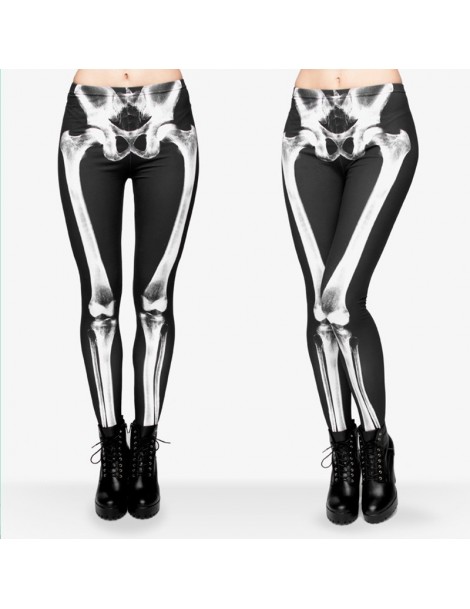Leggings New Brand 3D Printed Retro Bones Black Skeleton Sexy Women Casual Punk Rock Leggins High Waist Pants Fitness Legging...