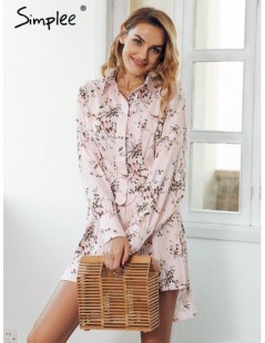 Dresses Floral print mini shirt dress women Streetwear sash t shirt dress casual 2018 Spring boho short dress female vestidos...