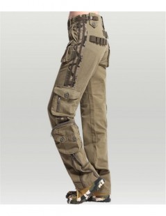 Pants & Capris Casual Cargo Pants Pockets Couple Pants Cotton Unisex Military Green Trousers Women's Capris & Pants Khaki 25-...