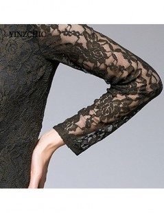 Dresses New Woman Autumn Lace Dress Full Sleeve Female Elegant Party Dresses Hollow-Out Laces Dress Woman A-Line Solid Mid Dr...
